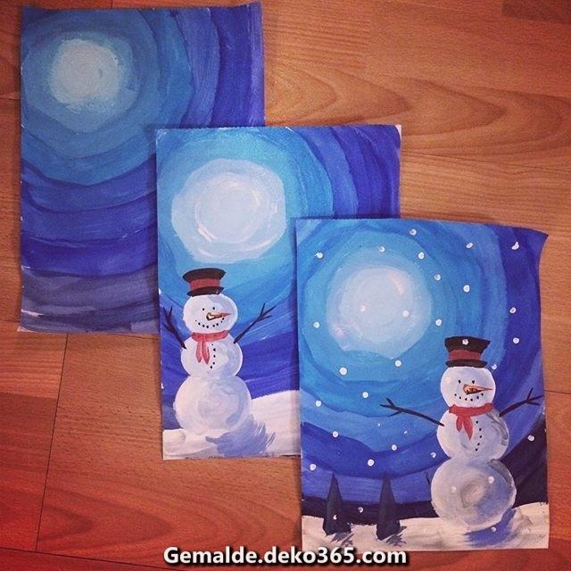 Schneemann mit Aquarell in jener Volksschule - Winter, Winterfoto